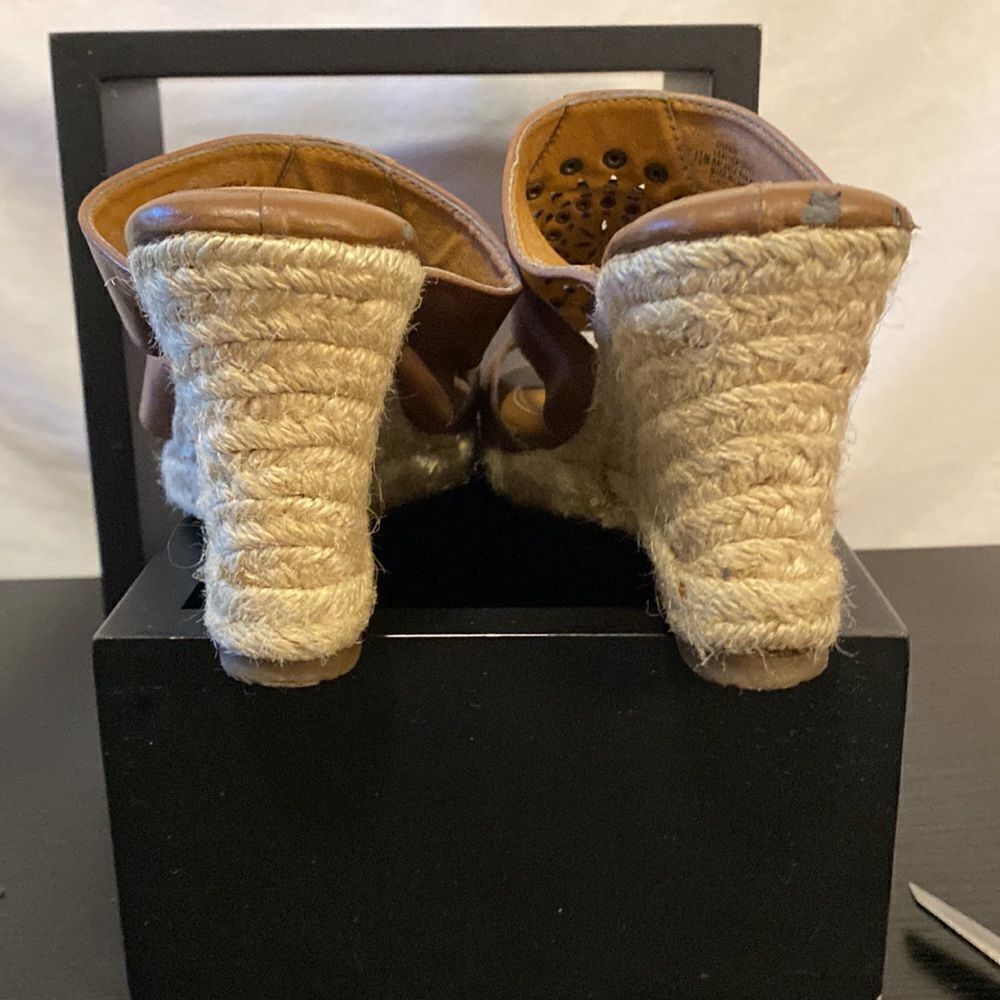 Euro soft by Sofft Boho leather espadrille/wedge heel mules size 7.5 - Picture 3 of 5